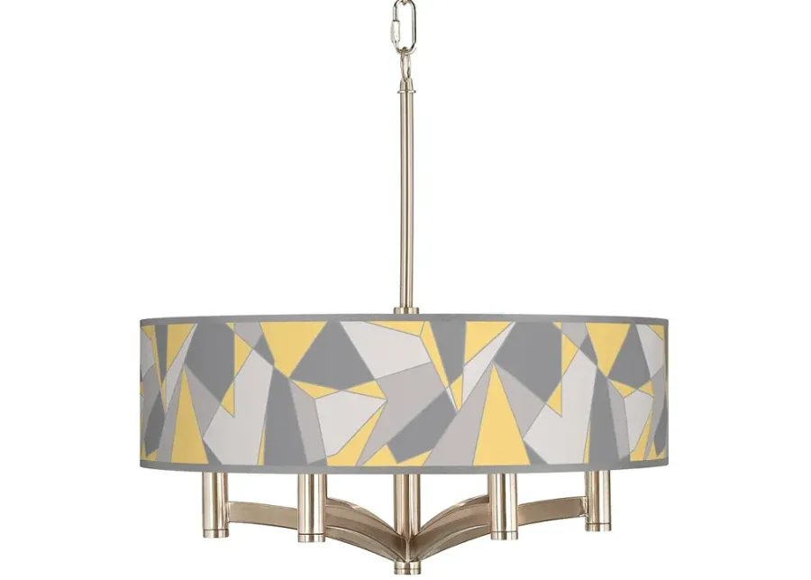 Modern Mosaic II Ava 6-Light Nickel Pendant Chandelier-yellow