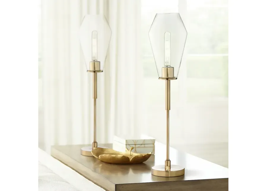 Ellis 28" High Gold Metal Uplight Console Table Lamps Set of 2-gold