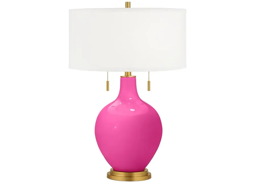 Color Plus Toby Brass 28" High Fuchsia Pink Table Lamp