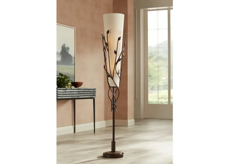 Franklin Iron Works Folia 66" Bronze Organic Vine Uplight Floor Lamp-brown