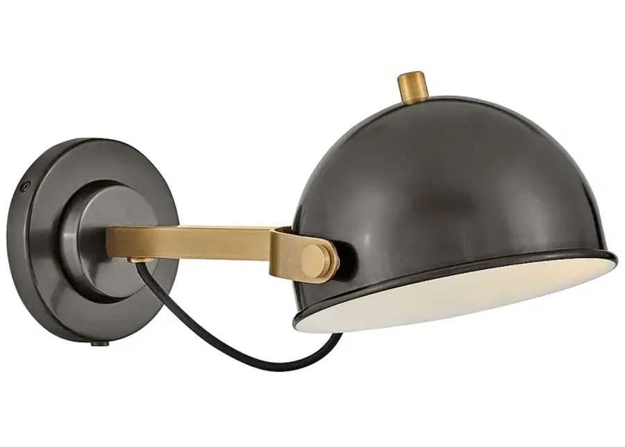 Hinkley Spence Black Oxide with Brass Swing Arm Wall Lamp-gold