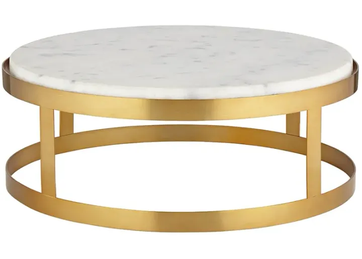 14" Marble and Gold Finish Pedestal Lamp Riser-gold