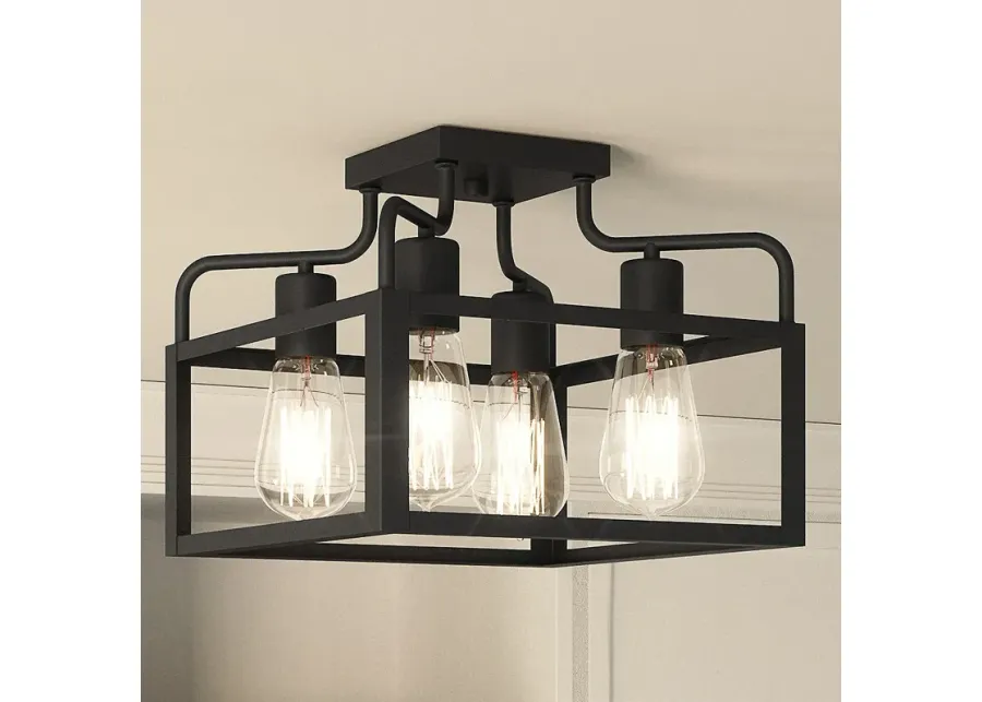 Quoizel Paulsen 12" Wide Matte Black 4-Light Ceiling Light-black
