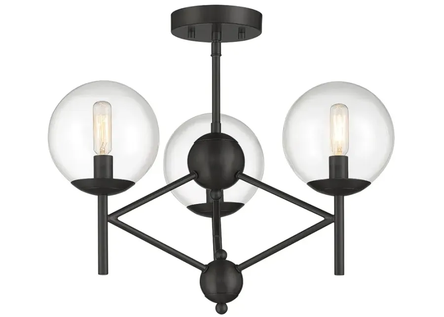 Minka Lavery  Auresa 3-Light Coal Globe Semi-Flush Mount with Glass Shades-black