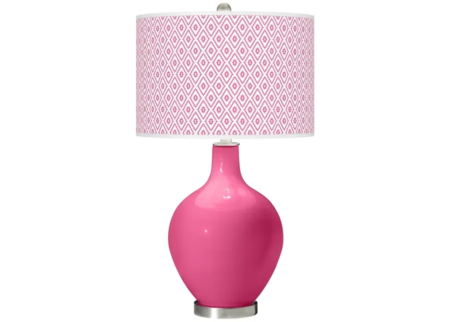 Color Plus Ovo 28 1/2" High Diamonds Shade Blossom Pink Table Lamp-pink