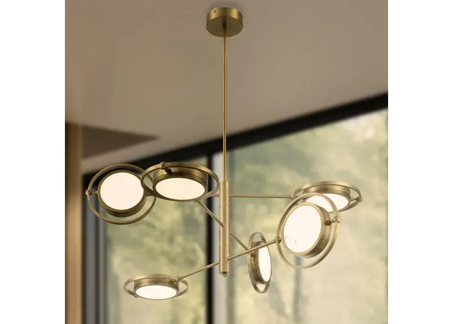 Metropolitan Spectr LED 6-Light Soft Brass Chandelier-gold