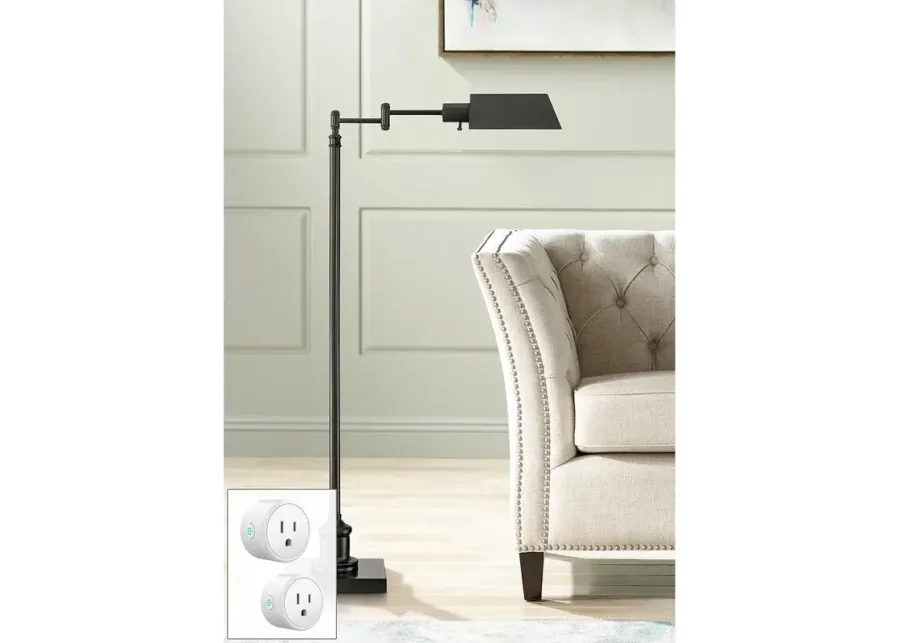 Regency Hill Jenson Adjustable Bronze Pharmacy Floor Lamp with Smart Socket-brown