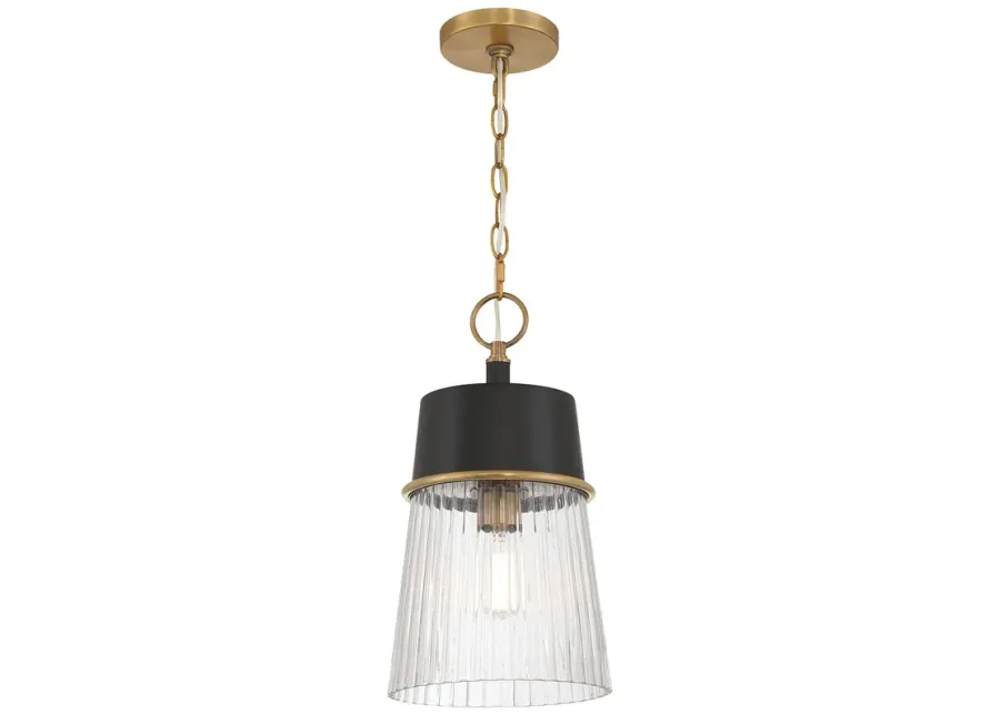 Stamford 9" Wide Brass and Matte Black Mini Pendant-9