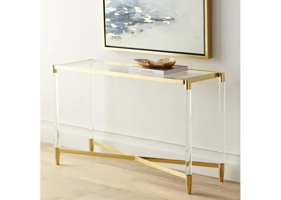 Stefania 50" Wide Gold and Acrylic Modern Console Table-gold