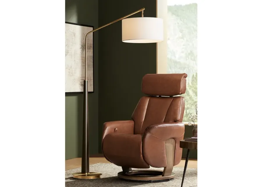 Possini Euro Pilar 72 1/2" Warm Gold and Espresso Arc Floor Lamp-gold