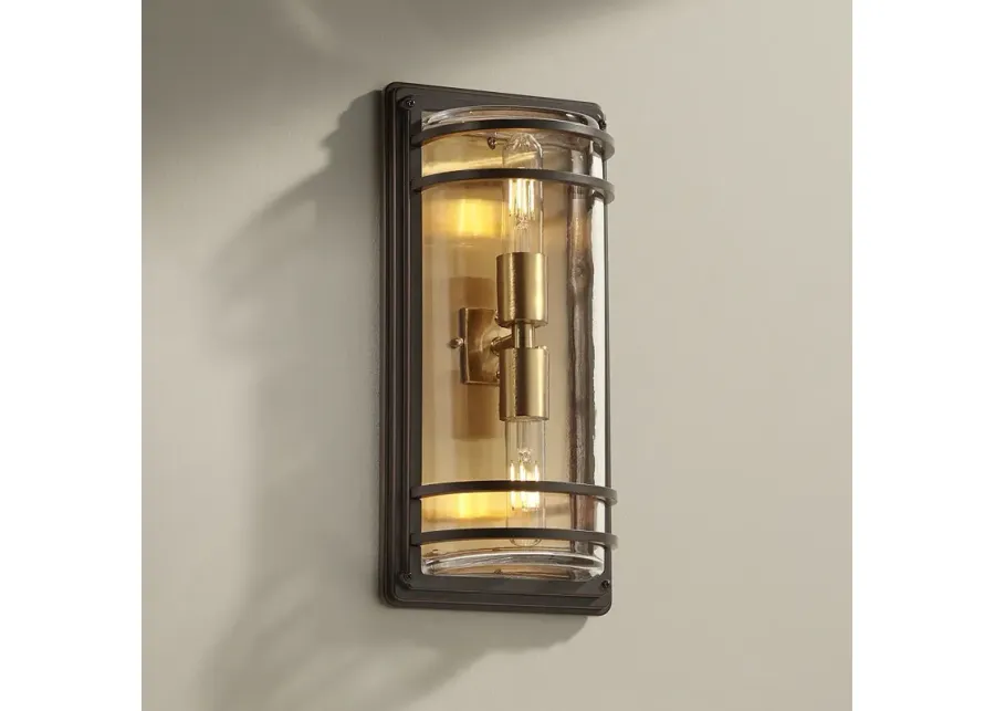 Habitat 16" High Bronze and Brass 2-Light Wall Sconce-gold