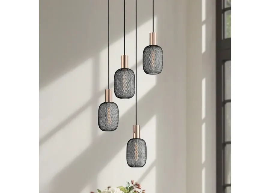 Possini Euro Coburn 16 1/2" Wide Modern Black Mesh Multi-Light Pendant-black