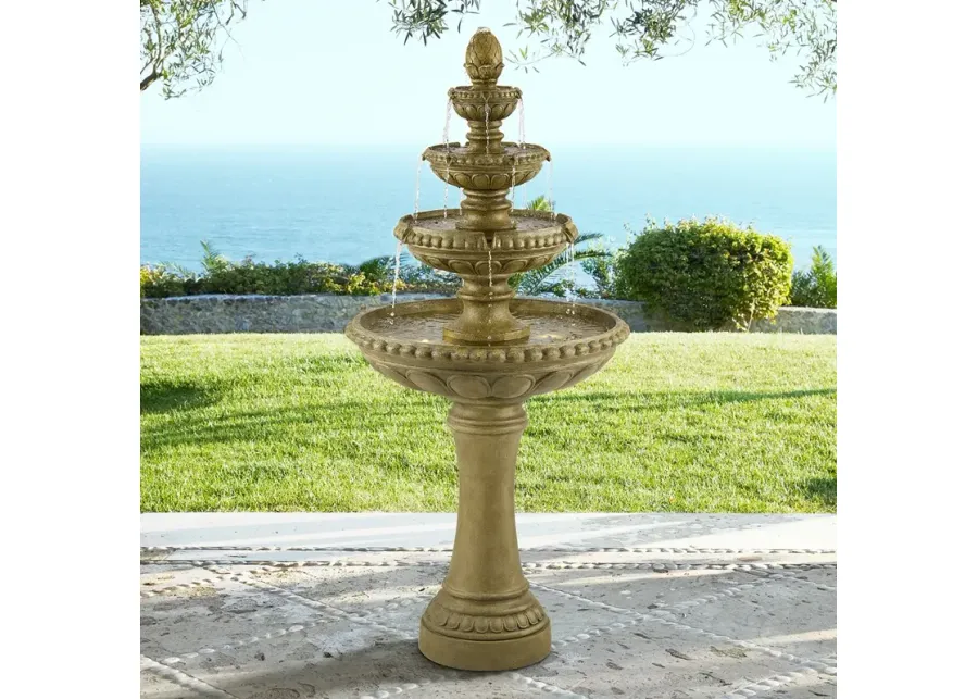 Sag Harbor 66" High Stone 4-Tier LED Outdoor Floor Fountain-red