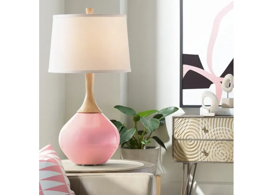 Color Plus Wexler 31" White Shade Haute Pink Table Lamp-pink