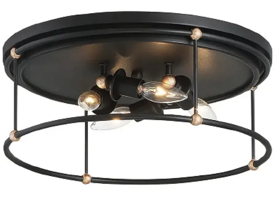 Westchester County 16 1/2" Wide Black Sand Coal 4-Light Ceiling Light-gold