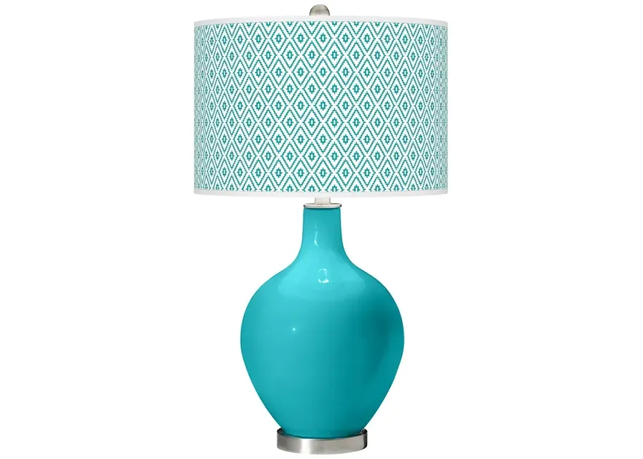 Color Plus Ovo 28 1/2" Diamonds Shade Surfer Blue Table Lamp