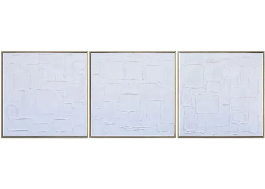Squared Up - Framed Canvas Painting Set - Set of 3 - 31 x 31-white