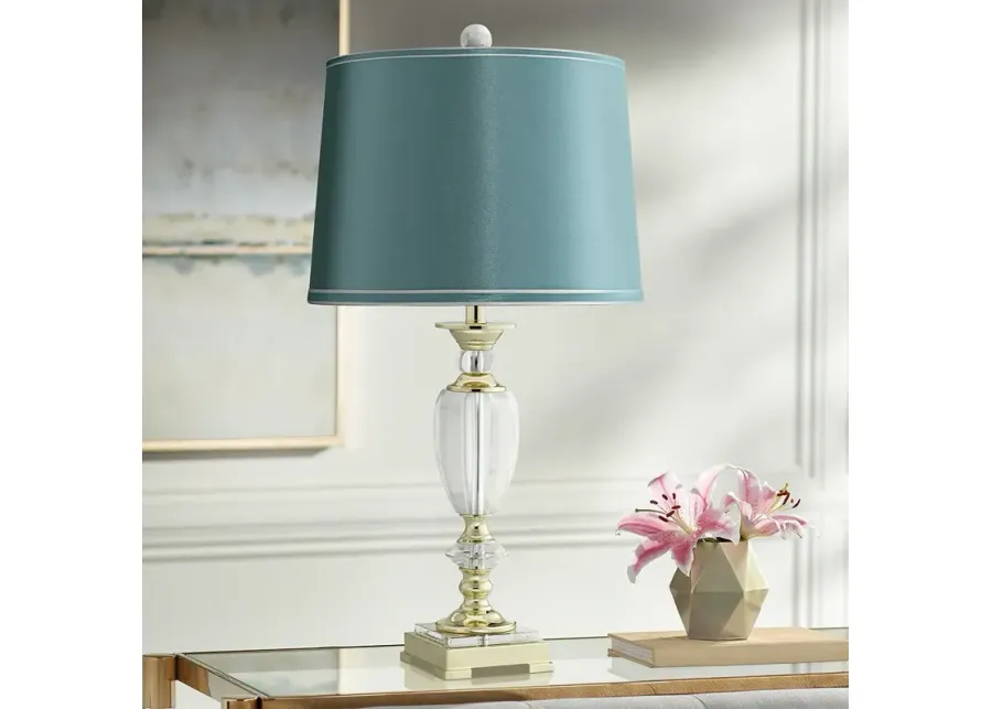 Vienna Full Spectrum 28 3/4" High Crystal Table Lamp with Teal Shade