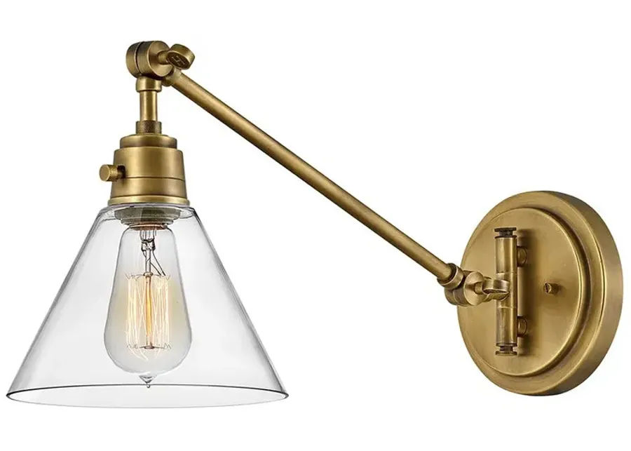 Hinkley Arti 10.25" High Brass and Clear Glass Wall Light-gold