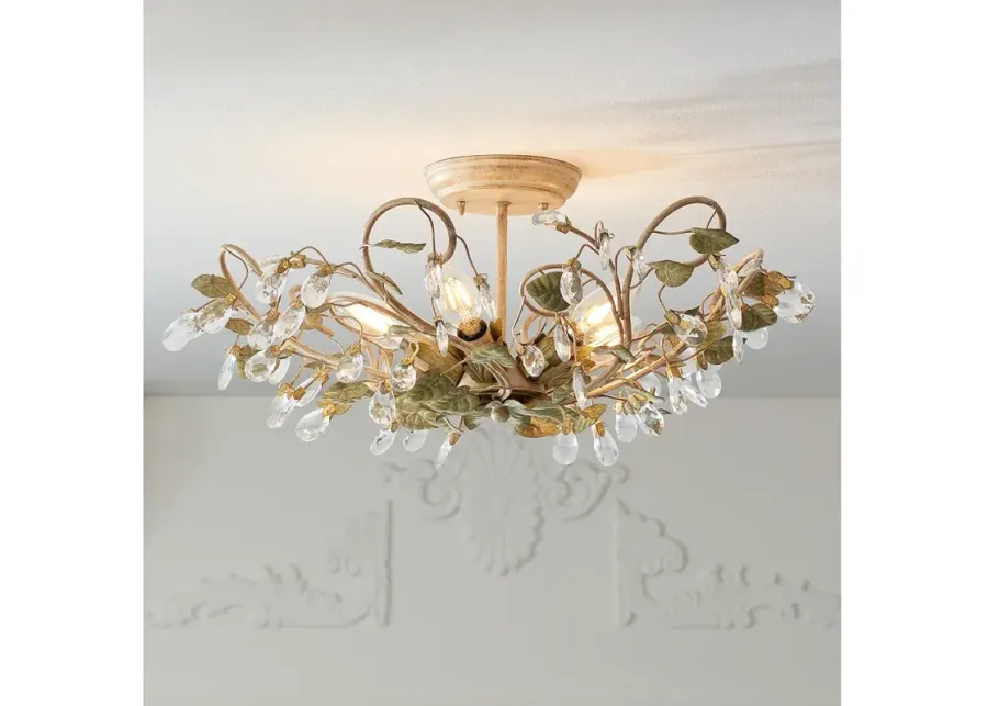 Crystorama Josie 20 1/2" Wide Floral Crystal Ceiling Light-green