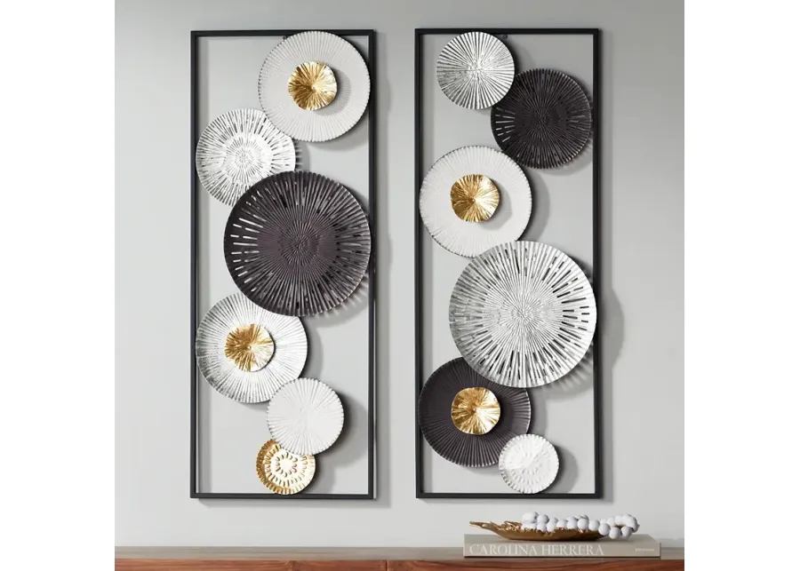 Selke 35 1/2" Black White 2-Piece Metal Wall Art Set-black