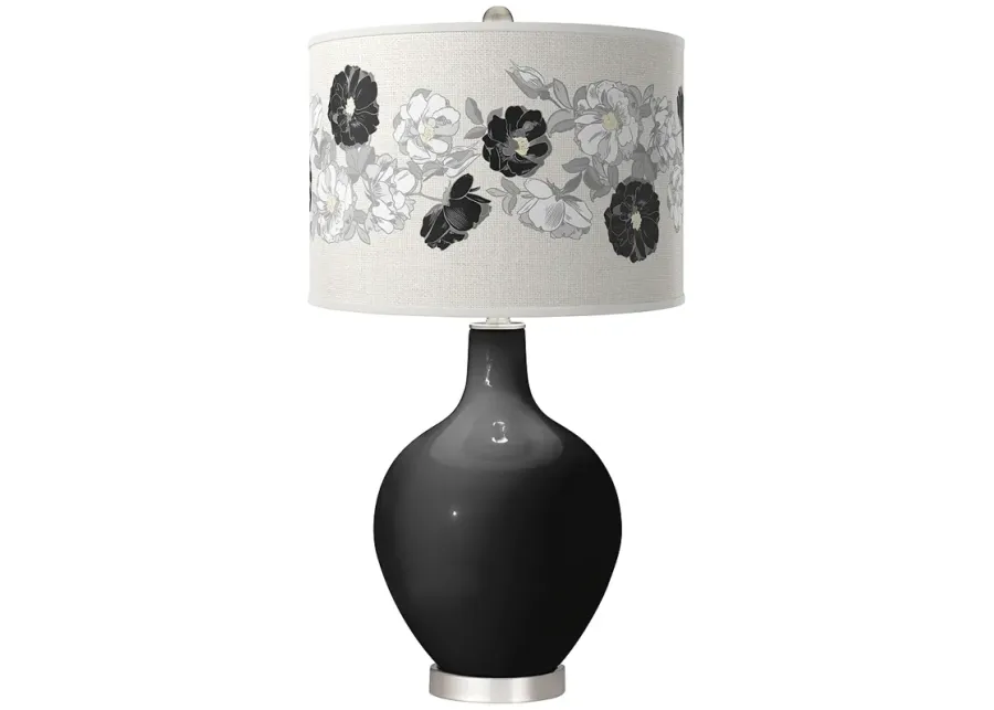 Tricorn Black Rose Bouquet Ovo Table Lamp-silver