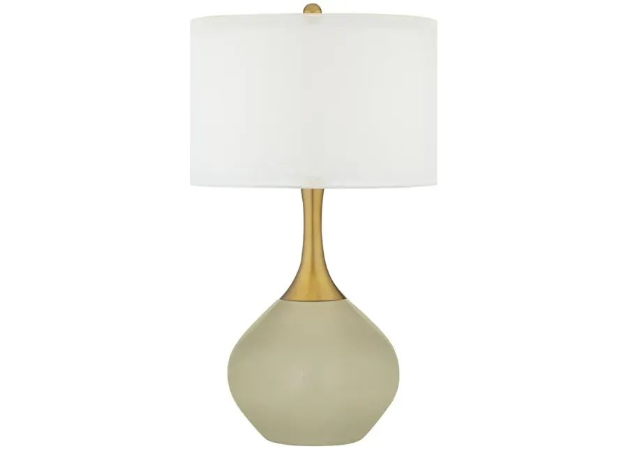 Color Plus Nickki Brass 30 1/2" Modern Sage Green Table Lamp-green
