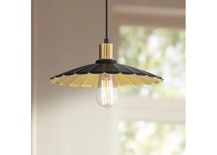 Possini Euro Piaza 12 1/4" Wide Black and Gold Pendant Light-gold