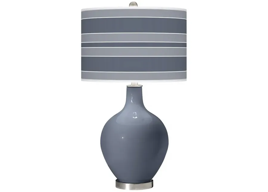 Color Plus Ovo 28 1/2" Bold Stripe Shade Granite Peak Gray Table Lamp-gray