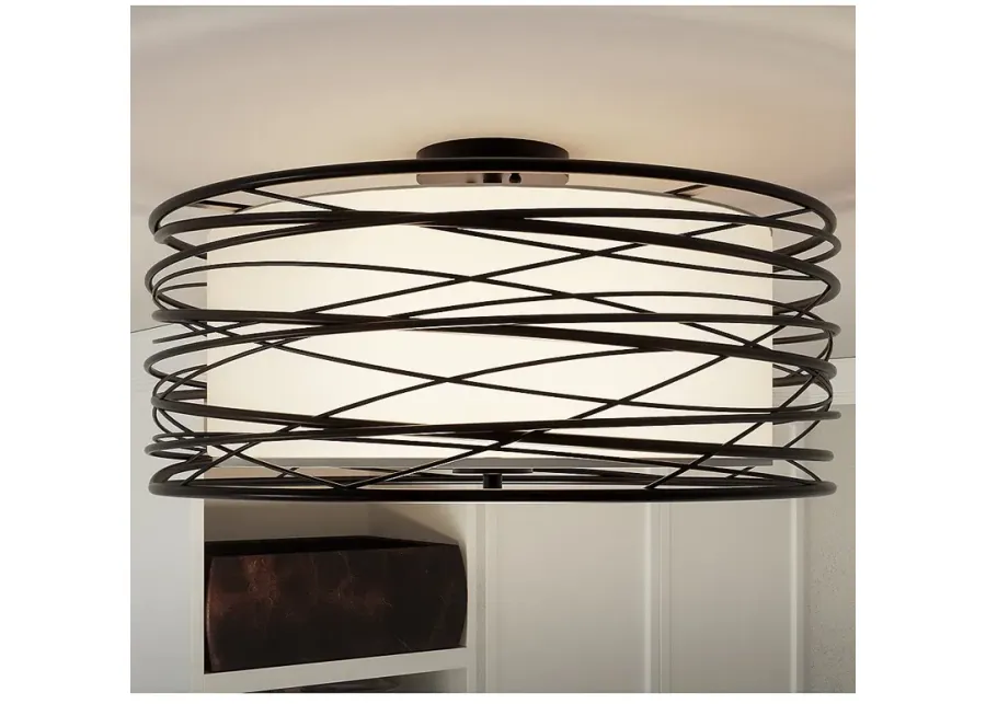 Quoizel Spiral 20" Wide Mystic Black Ceiling Light-black