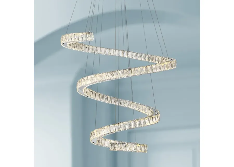 Possini Euro Ellyria 30 3/4" Twirling Crystal Modern LED Pendant Light-silver