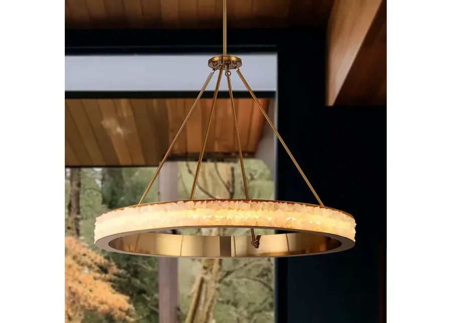 Divinely 36 1/4" Wide Celeste Brass LED Ring Chandelier-gold