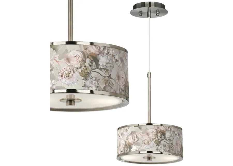 Rosy Blossoms Giclee Glow 10 1/4" Wide Pendant Light-silver