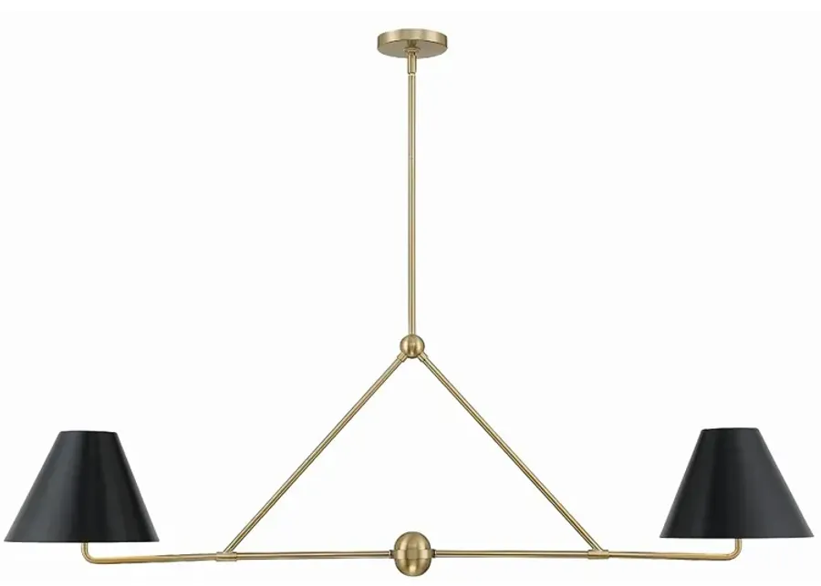 Xavier 54" Wide Vibrant Gold 4-Light Linear Chandelier-gold
