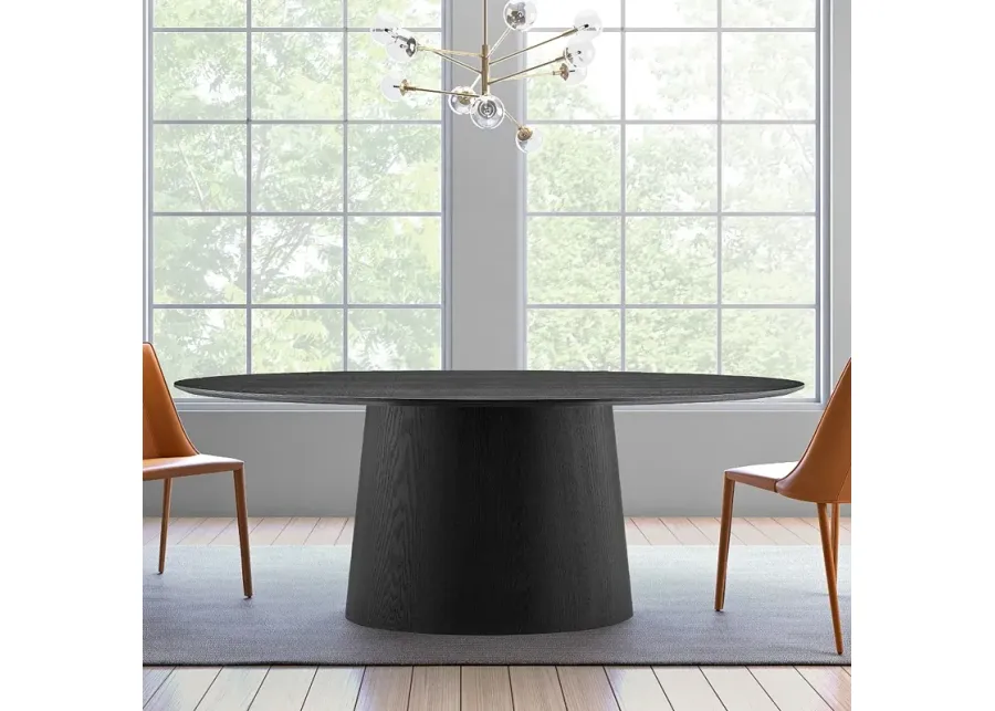 Deodat 78 1/2"W Ash Veneered Matte Black Oval Dining Table-black