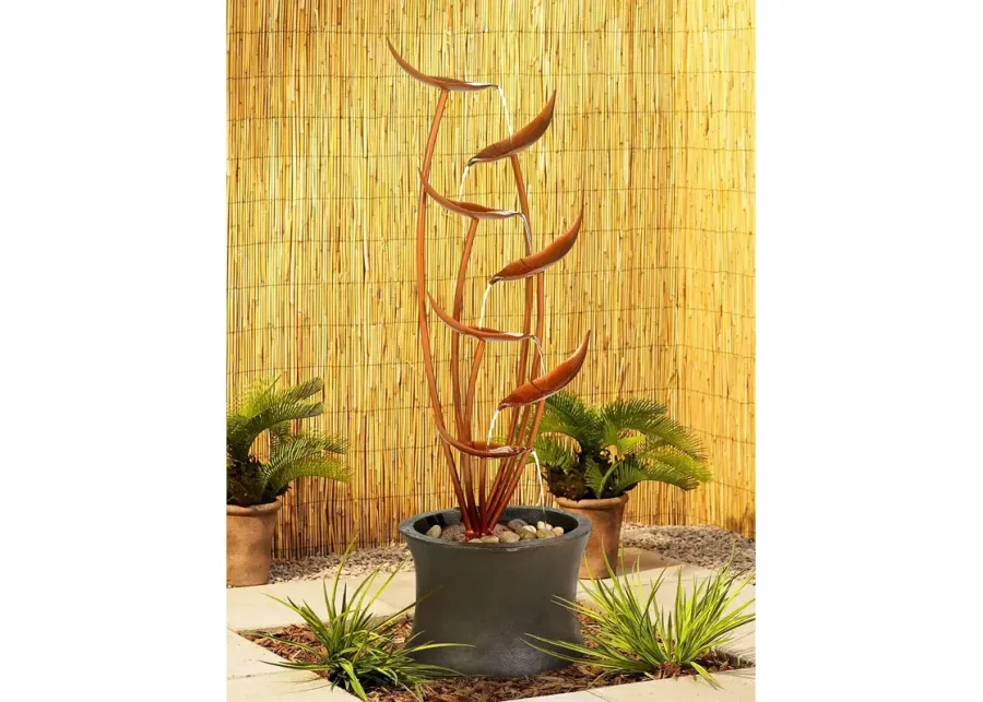 Ashton Tiered Copper Leaves Indoor Outdoor 41" High Fountain-red
