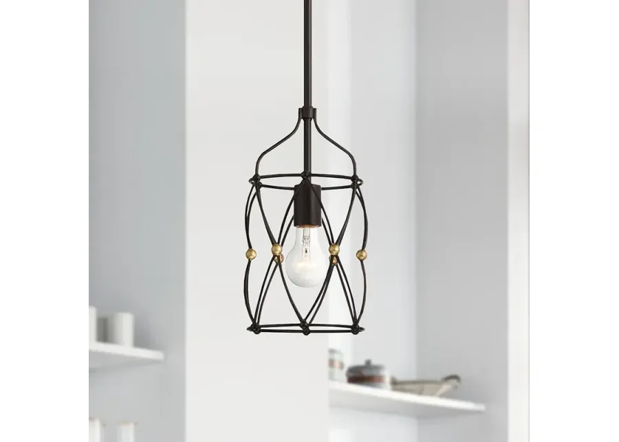 Zucca 7 1/2"W English Bronze and Antique Gold Mini Pendant-gold 1 90136-zucca-7-1-2-w-english-bronze-and-antique-gold-mini-pendant-gold-1.webp