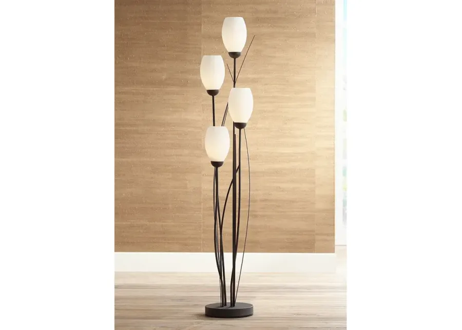 Franklin Iron Works Jareth 73" High Black and White 4-Light Floor Lamp-black