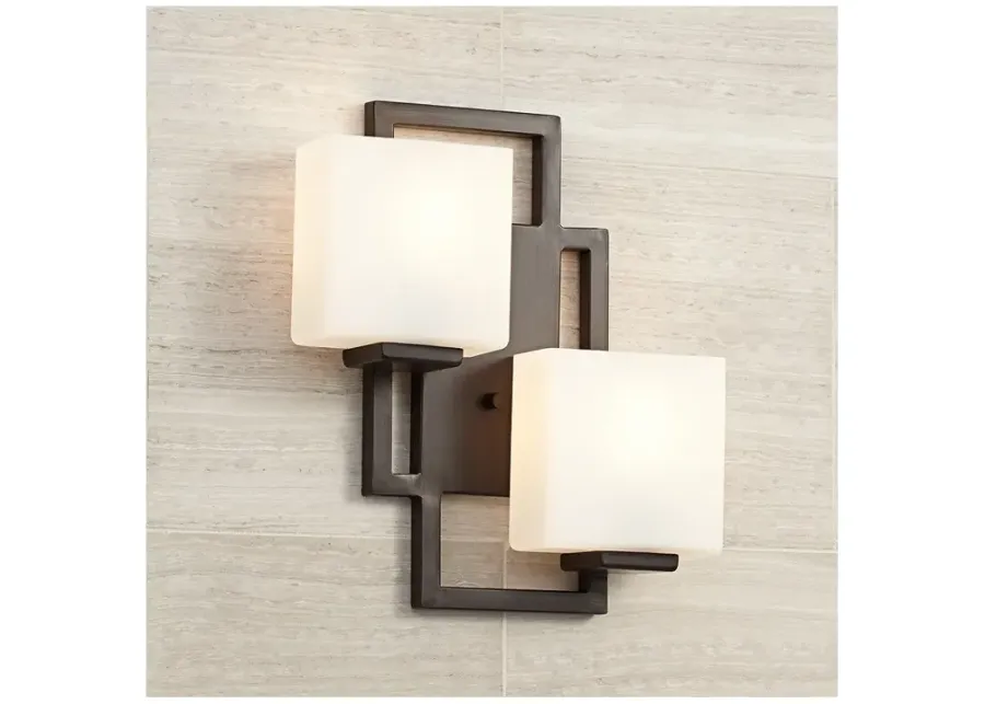 Possini Euro Lighting on the Square 15 1/2" High Bronze Wall Sconce-brown