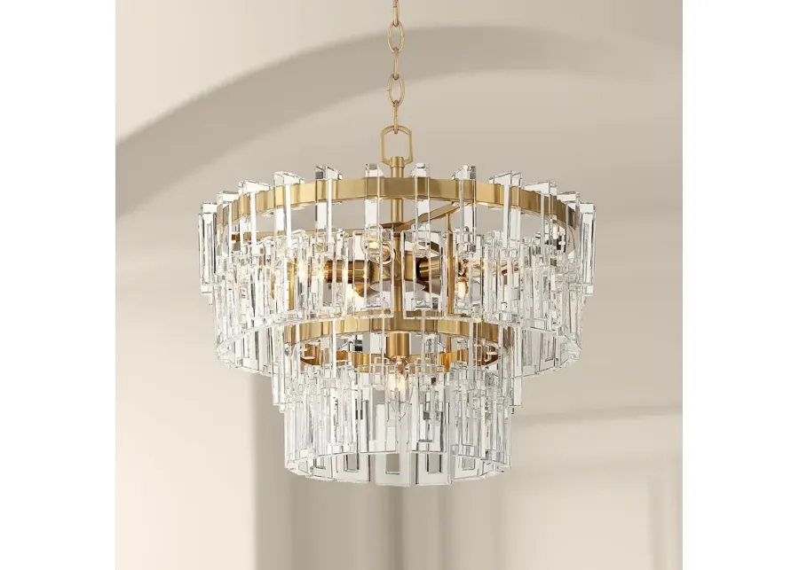 Vienna Full Spectrum Luxum 18 3/4" Brass and Crystal Pendant Light-gold