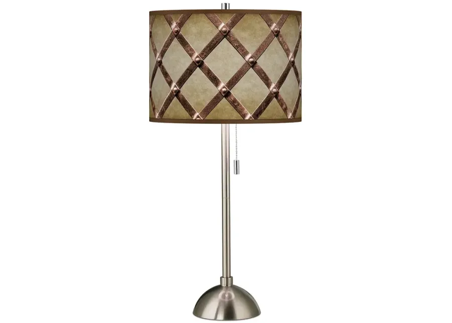 Metal Weave Giclee Brushed Nickel Table Lamp-silver