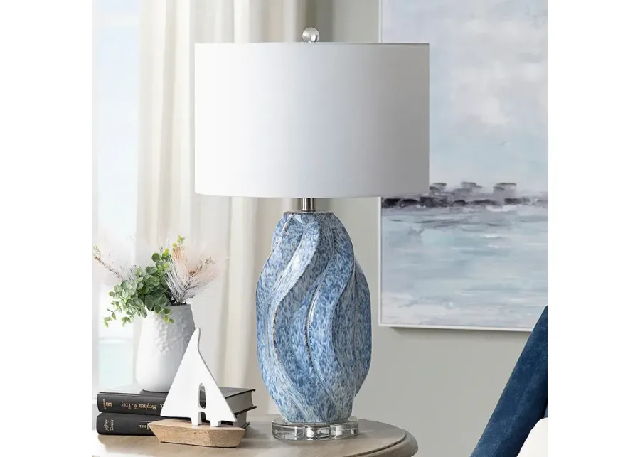 Crestview Collection Janice 28" High Swirl Blue Ceramic Table Lamp