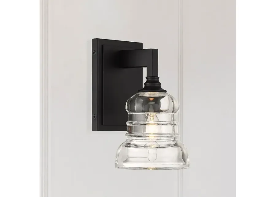 Gregory 1 Light Matte Black Sconce-black