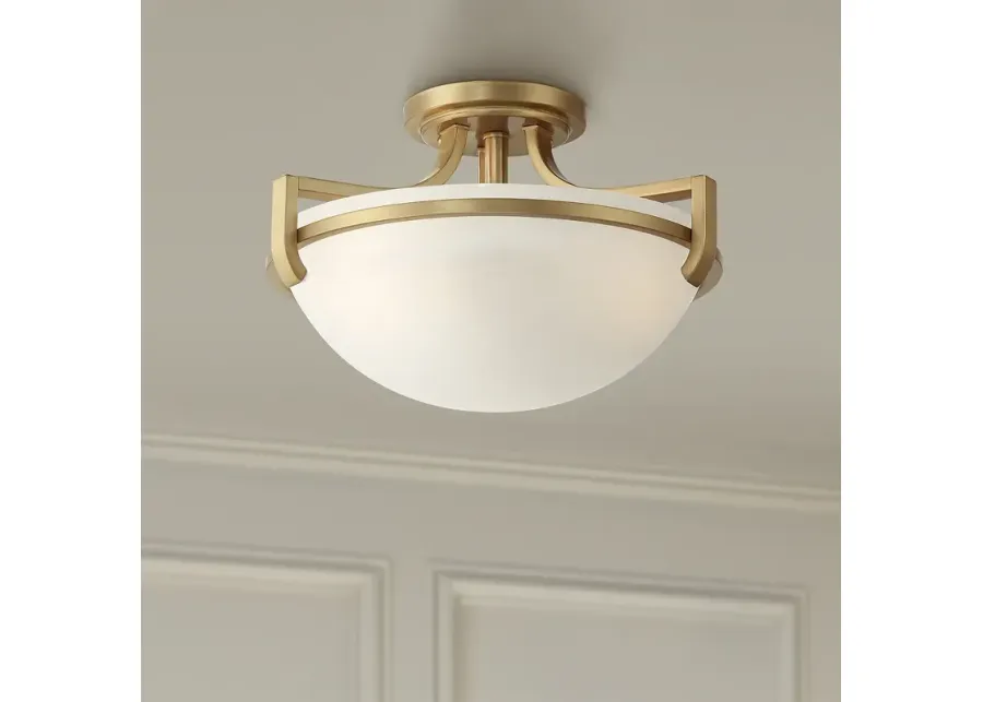 Regency Hil Mallot 13" Wide Soft Gold and Glass Ceiling Light-13