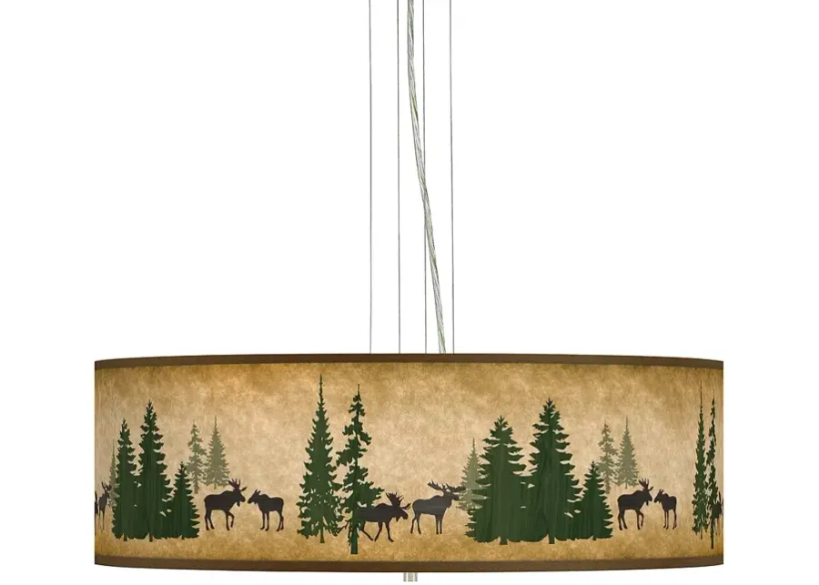 Moose Lodge Giclee 24" Wide 4-Light Pendant Chandelier-24