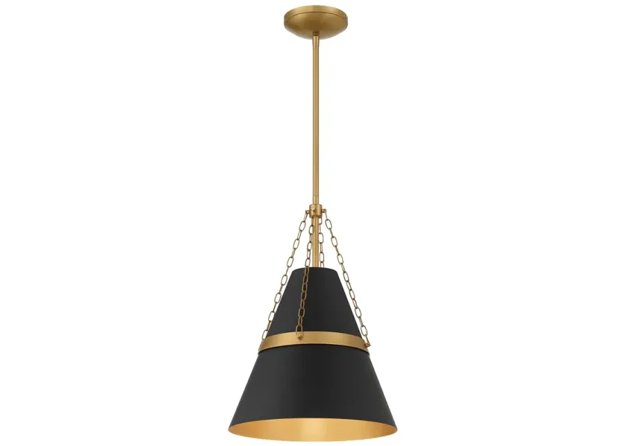 Minka Lavery Springfield 1-Light 12-in Brass and Black Pending Lighting-gold