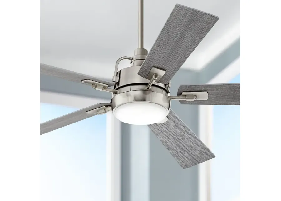 60" Casa Vieja Lemans Brushed Nickel LED Ceiling Fan with Remote-silver