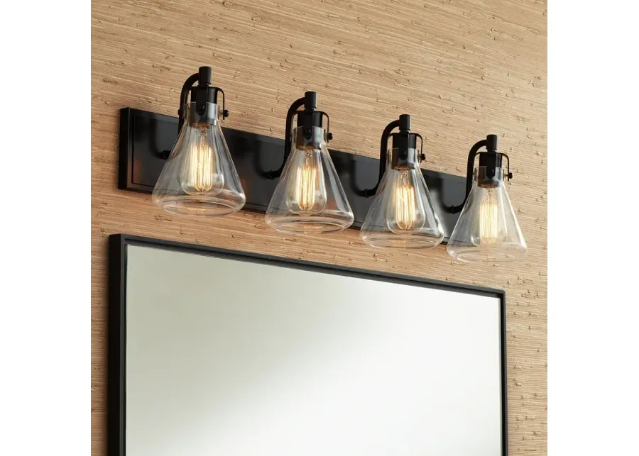 Possini Euro Cindy 33" Wide Bronze 4-Light Bath Light-brown