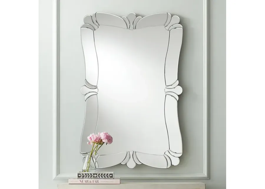 Possini Euro Fabrina Silver 26" x 40" Rectangular Wall Mirror-silver