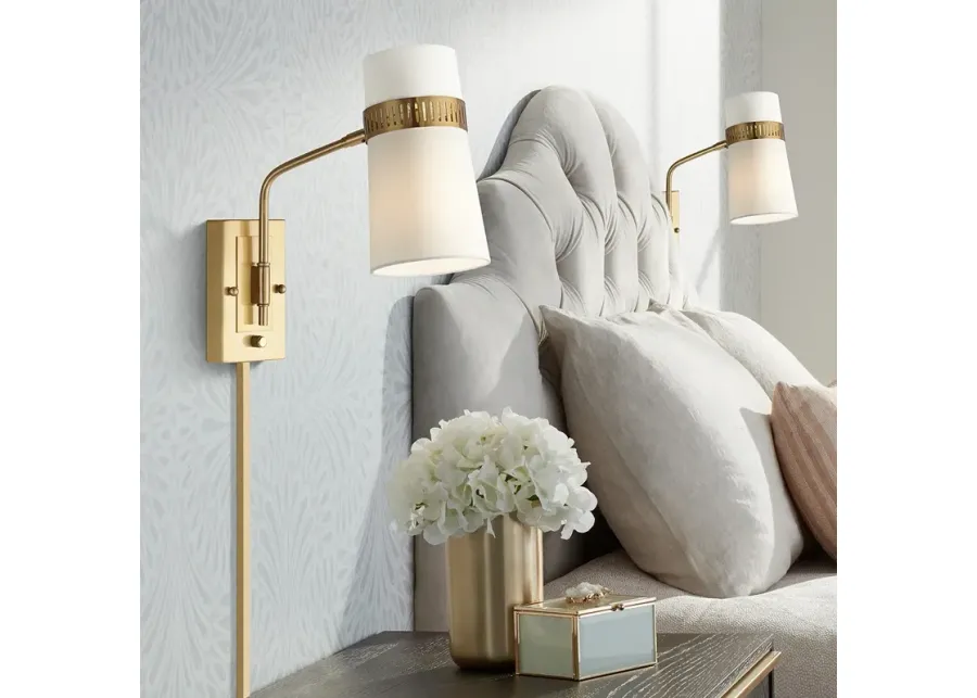 Cartwright Antique Brass Plug-In Wall Lamps Set of 2-gold